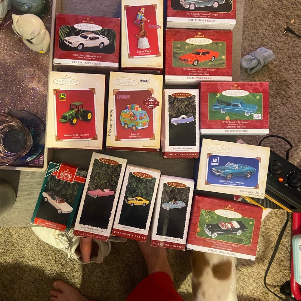 Hallmark ornaments. Never opened except 2 of them